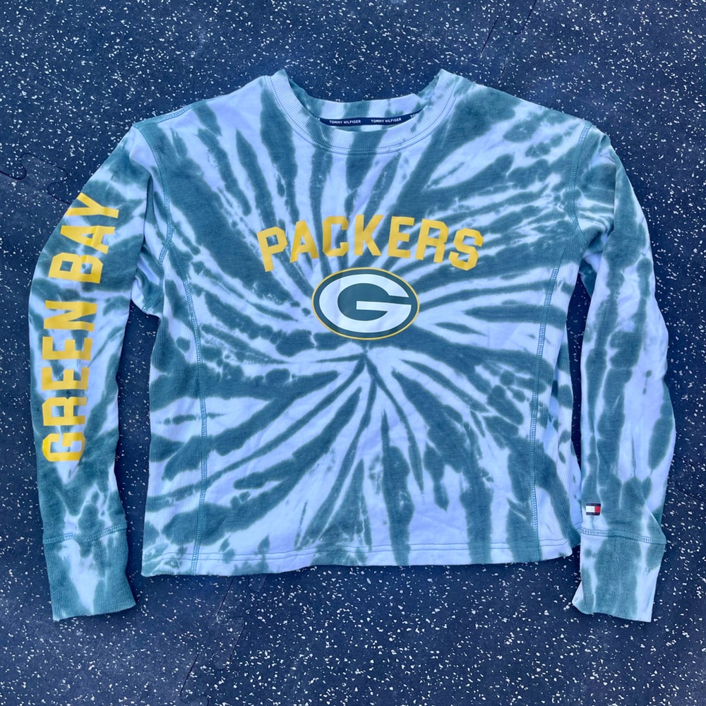 EUC Tommy Hilfiger Green Bay Packers Crew neck tie dye Medium NFL